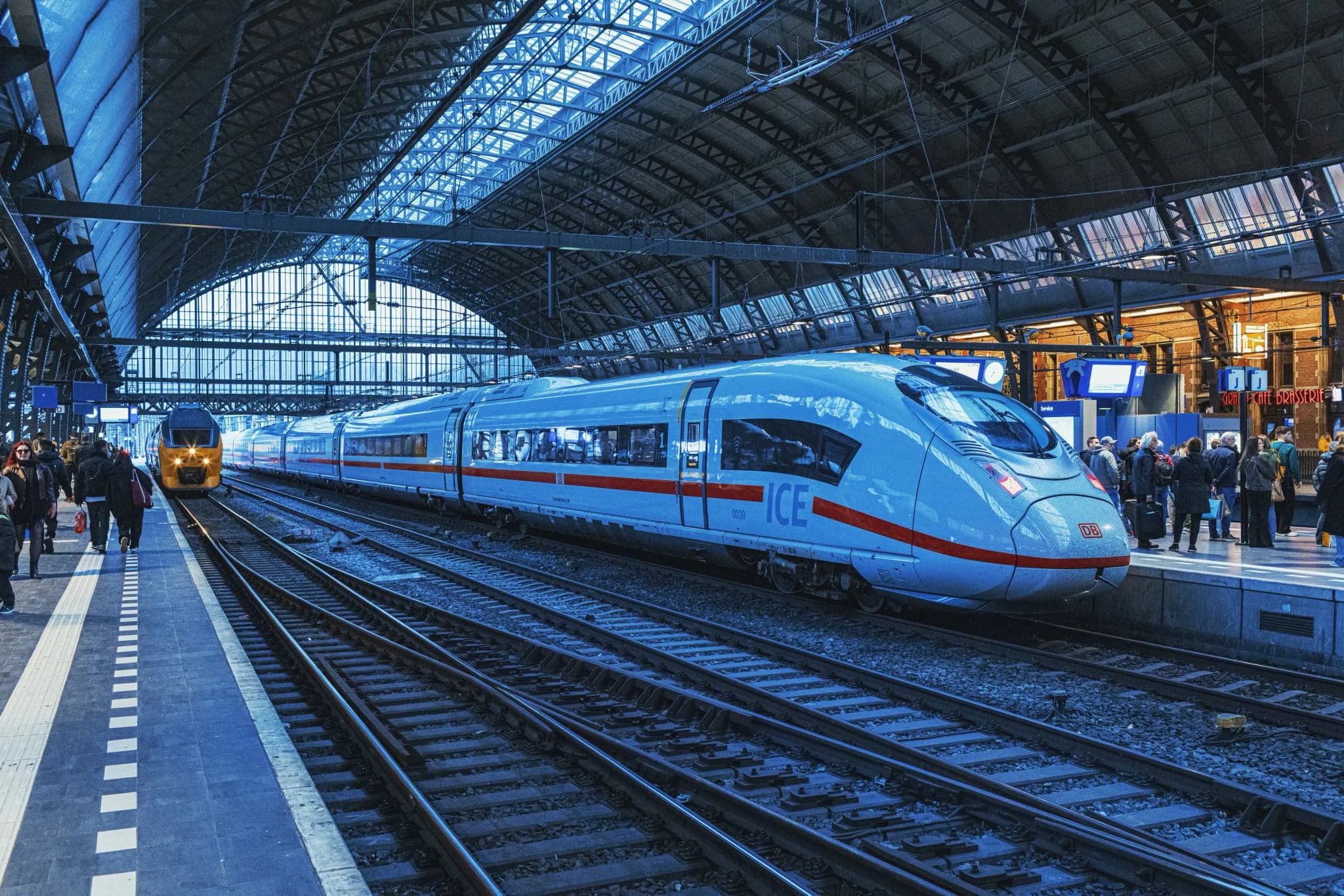 Modern train at a station platform